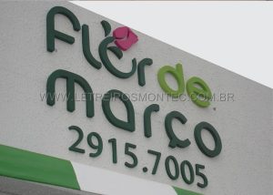 Letreiro para fachada da loja - Fl&eacute;r de Mar&ccedil;o em S&atilde;o Paulo de a&ccedil;o galvanizado com pintura